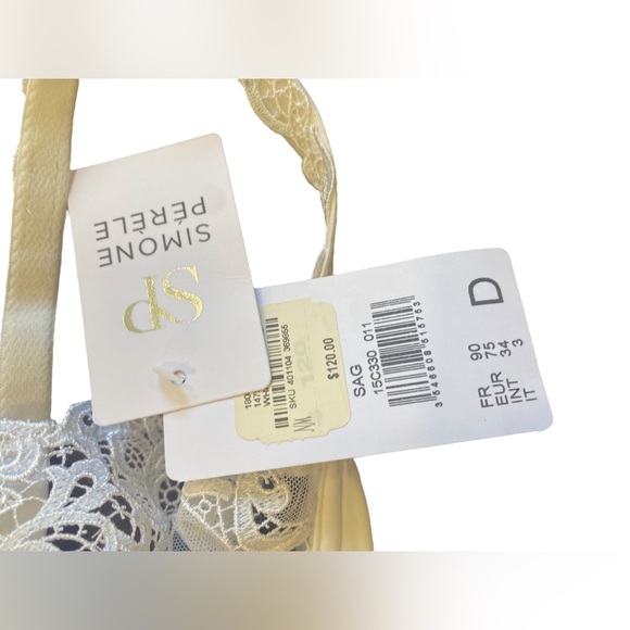 Simone Perele White Lace Sheer Mesh Underwire Demi Bra 34D - Picture 2 of 6